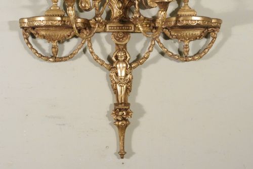 GILT ADAM STYLE GIRANDOLE WALL MIRROR WITH CANDLE SCONCES - ADDITIONAL PHOTO 8