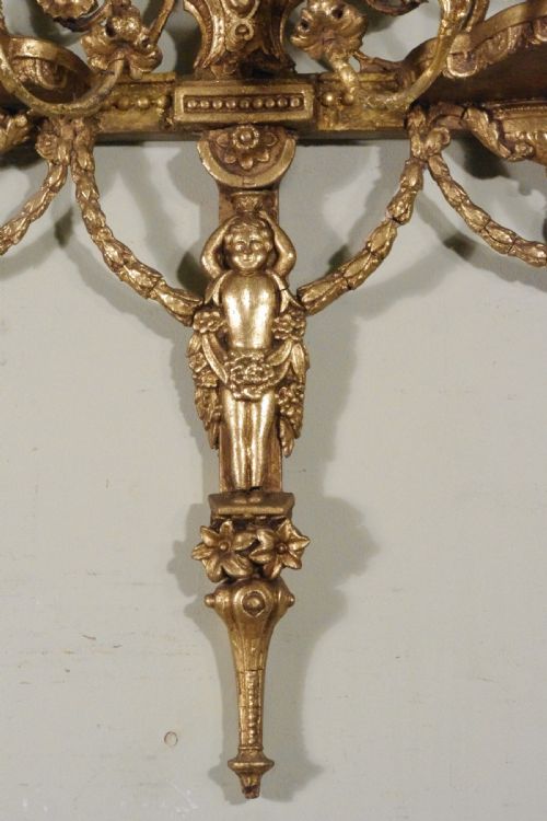 GILT ADAM STYLE GIRANDOLE WALL MIRROR WITH CANDLE SCONCES - ADDITIONAL PHOTO 9