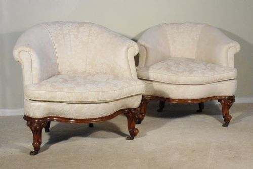 PAIR VICTORIAN WALNUT TUBARMCHAIRSCORNER CHAIRS - ADDITIONAL PHOTO 7