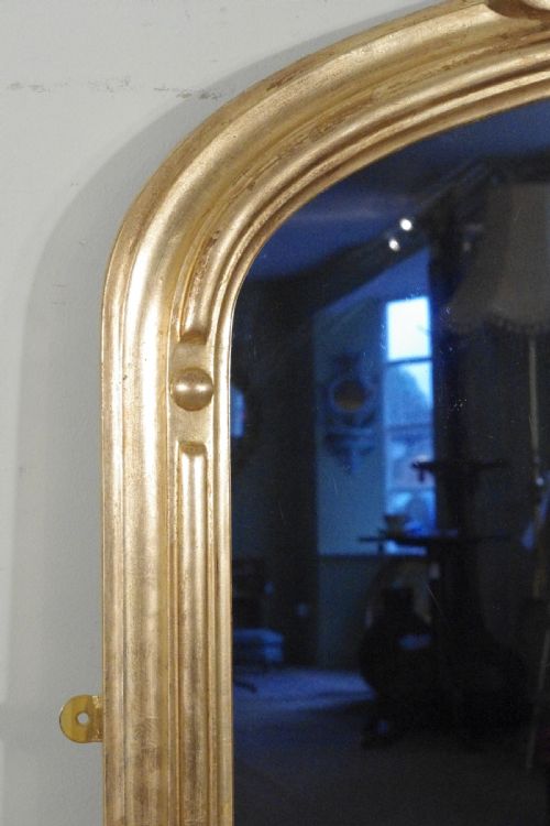 ENGLISH VICTORIAN GILT LARGE ARCH TOP OVERMANTLE MIRROR - ADDITIONAL PHOTO 4