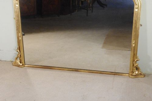 ENGLISH VICTORIAN GILT LARGE ARCH TOP OVERMANTLE MIRROR - ADDITIONAL PHOTO 7