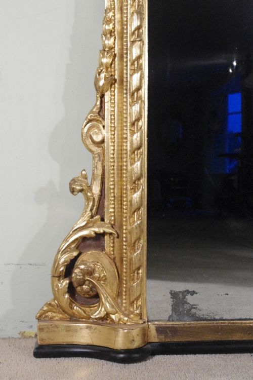 ENGLISH VICTORIAN GILT LARGE OVERMANTLE MIRROR - ADDITIONAL PHOTO 5