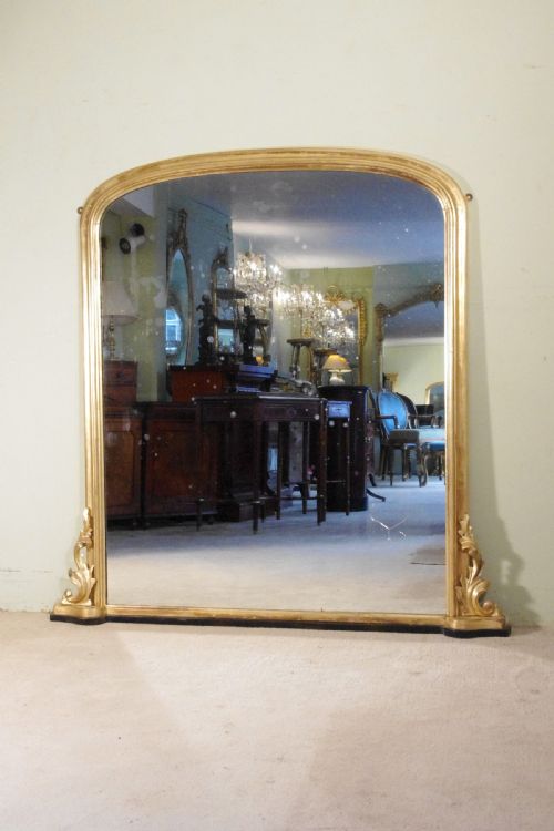 english victorian gilt large arch top overmantle mirror - CATEGORY: ANTIQUE MIRRORS - DATED 1880