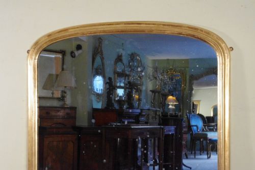 ENGLISH VICTORIAN GILT LARGE ARCH TOP OVERMANTLE MIRROR - ADDITIONAL PHOTO 1