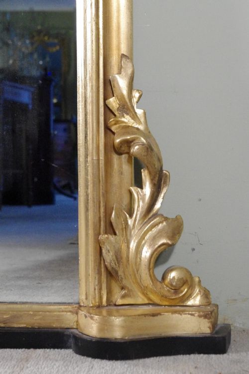 ENGLISH VICTORIAN GILT LARGE ARCH TOP OVERMANTLE MIRROR - ADDITIONAL PHOTO 4