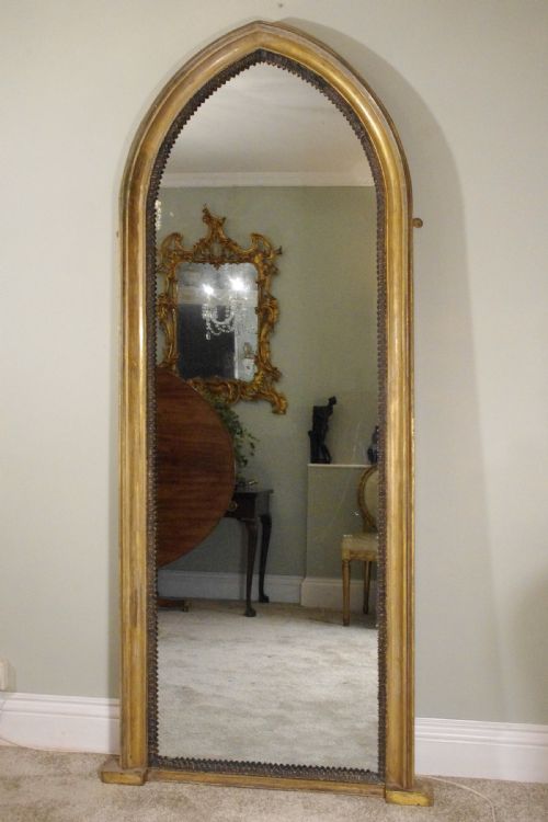 victorian gilt gothic style large pier mirror - CATEGORY: ANTIQUE MIRRORS - DATED VICTORIAN