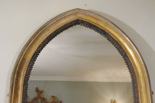 VICTORIAN GILT GOTHIC STYLE LARGE PIER MIRROR - ADDITIONAL PHOTO 1