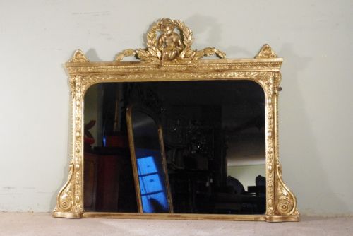 english victorian gilt large overmantle mirror with putto cresting - CATEGORY: ANTIQUE MIRRORS - DATED 1880