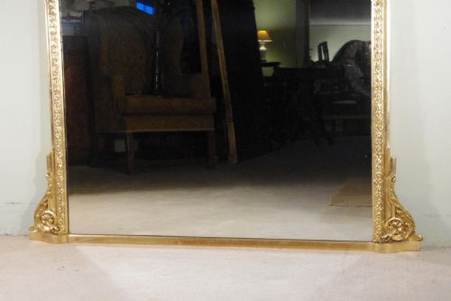 ENGLISH VICTORIAN GILT LARGE OVERMANTLE MIRROR - ADDITIONAL PHOTO 5