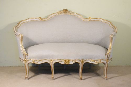 french louis xv style painted and parcelgilt two seater sofa - CATEGORY: ANTIQUE SOFAS - DATED 1890