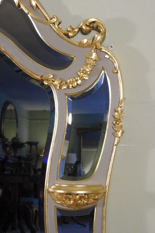 VICTOIAN PAINTED AND PARCELGILT OVERMANTLE MIRROR WITH BRACKETS - ADDITIONAL PHOTO 4