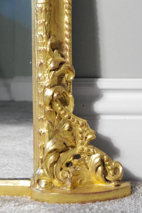 GILT LARGE ARCH TOP OVERMANTLE MIRROR WITH PRINCE OF WALES FEATHERS - ADDITIONAL PHOTO 5