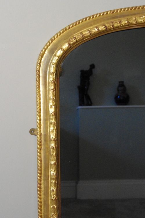 GILT LARGE ARCH TOP OVERMANTLE MIRROR WITH PRINCE OF WALES FEATHERS - ADDITIONAL PHOTO 7