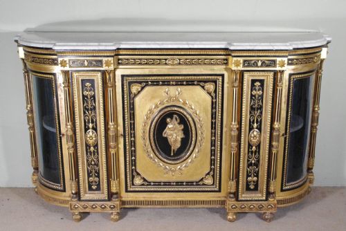 EBONISED AND PARCELGILT MARBLE TOP CREDENZASIDEBOARD - ADDITIONAL PHOTO 1