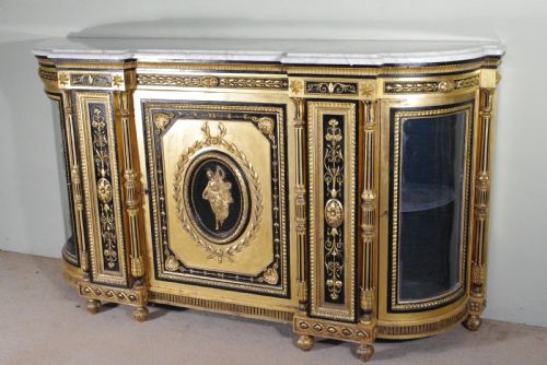 EBONISED AND PARCELGILT MARBLE TOP CREDENZASIDEBOARD - ADDITIONAL PHOTO 2