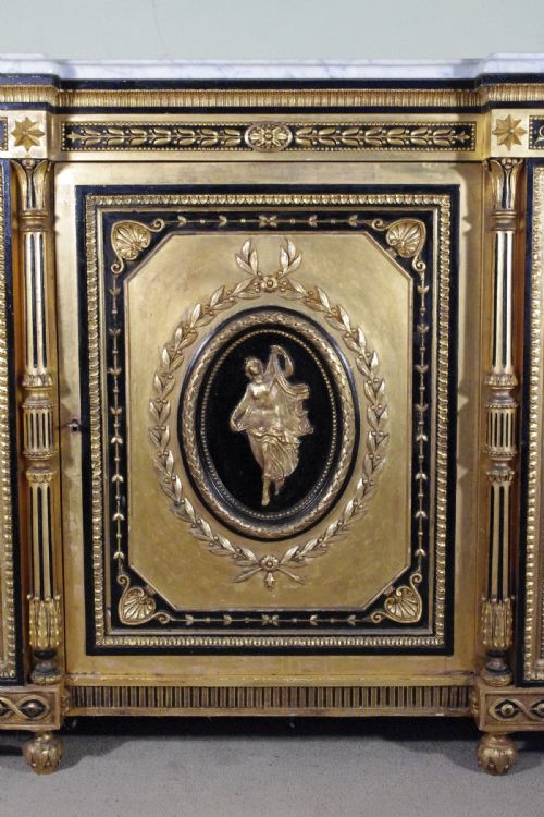 EBONISED AND PARCELGILT MARBLE TOP CREDENZASIDEBOARD - ADDITIONAL PHOTO 4