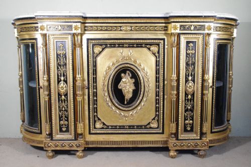 EBONISED AND PARCELGILT MARBLE TOP CREDENZASIDEBOARD - ADDITIONAL PHOTO 10