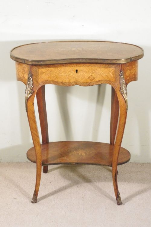 french ormolu mounted kingwood workoccasional table with parquetry and marquetry inlay - CATEGORY: ANTIQUE TABLES - DATED 1880
