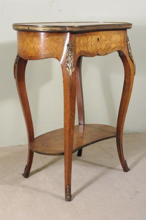 FRENCH ORMOLU MOUNTED KINGWOOD WORKOCCASIONAL TABLE WITH PARQUETRY AND MARQUETRY INLAY - ADDITIONAL PHOTO 10