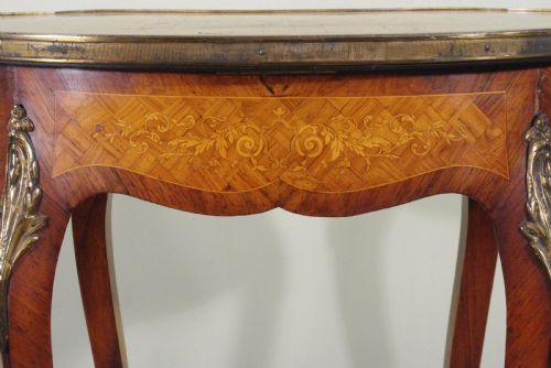 FRENCH ORMOLU MOUNTED KINGWOOD WORKOCCASIONAL TABLE WITH PARQUETRY AND MARQUETRY INLAY - ADDITIONAL PHOTO 15