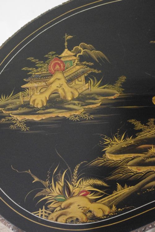 BLACK LACQUER AND GILT CHINOISERIE KIDNEY SHAPED WRITING DRESSING TABLE DESK - ADDITIONAL PHOTO 10