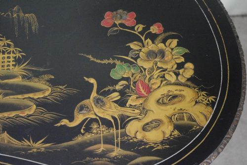 BLACK LACQUER AND GILT CHINOISERIE KIDNEY SHAPED WRITING DRESSING TABLE DESK - ADDITIONAL PHOTO 12