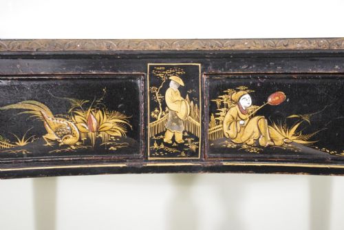 BLACK LACQUER AND GILT CHINOISERIE KIDNEY SHAPED WRITING DRESSING TABLE DESK - ADDITIONAL PHOTO 16