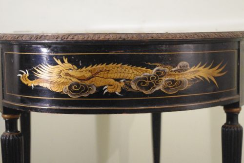 BLACK LACQUER AND GILT CHINOISERIE KIDNEY SHAPED WRITING DRESSING TABLE DESK - ADDITIONAL PHOTO 17