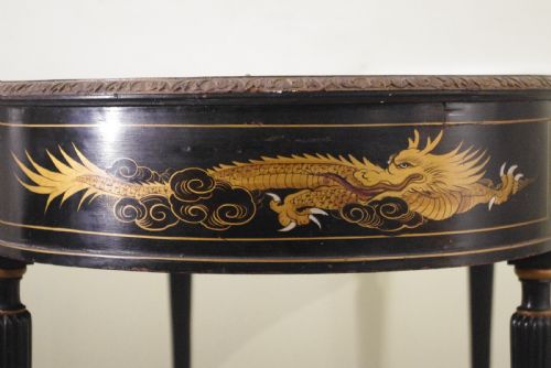 BLACK LACQUER AND GILT CHINOISERIE KIDNEY SHAPED WRITING DRESSING TABLE DESK - ADDITIONAL PHOTO 18
