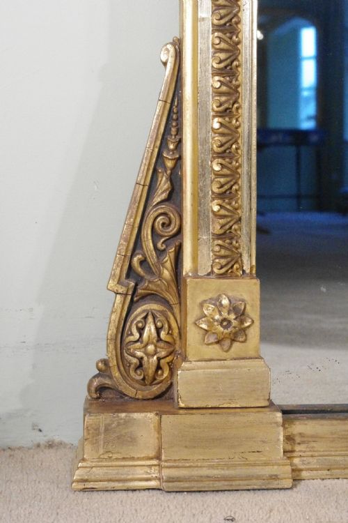 19TH CENTURY ENGLISH GILT VERY LARGE OVERMANTLE MIRROR - ADDITIONAL PHOTO 6