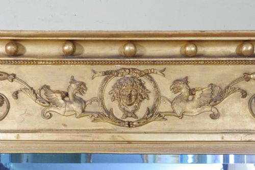 REGENCY GILT NEOCLASSICAL LARGE TRIPLE PLATE OVERMANTLE MIRROR - ADDITIONAL PHOTO 5