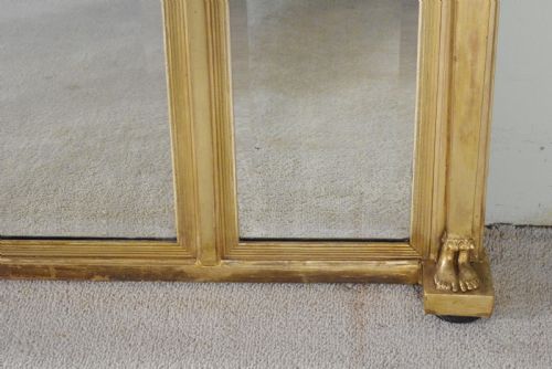 REGENCY GILT NEOCLASSICAL LARGE TRIPLE PLATE OVERMANTLE MIRROR - ADDITIONAL PHOTO 11