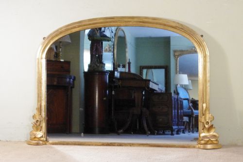 victorian gilt large arch top overmantle mirror - CATEGORY: ANTIQUE MIRRORS - DATED 1880