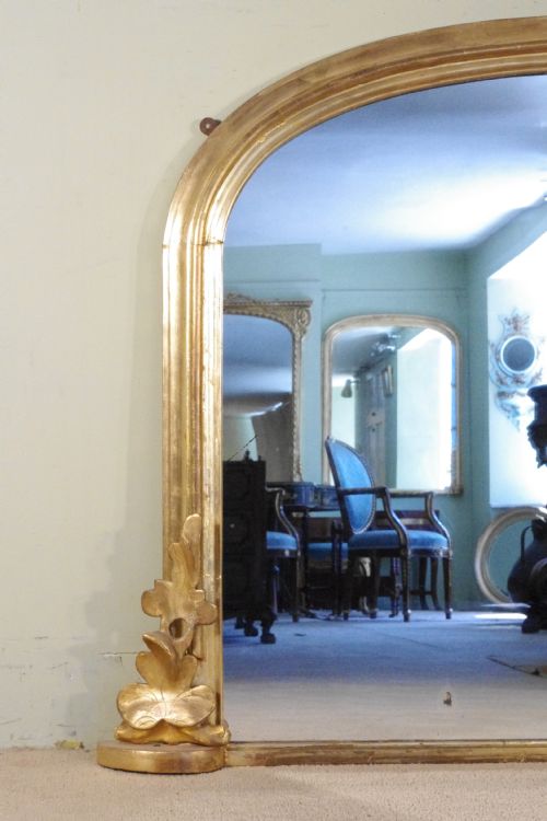 VICTORIAN GILT LARGE ARCH TOP OVERMANTLE MIRROR - ADDITIONAL PHOTO 1