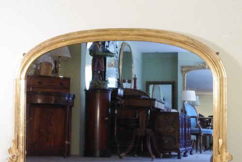 VICTORIAN GILT LARGE ARCH TOP OVERMANTLE MIRROR - ADDITIONAL PHOTO 3