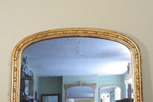 ENGLISH VICTORIAN GILT LARGE ARCH TOP OVERMANTLE MIRROR - ADDITIONAL PHOTO 2
