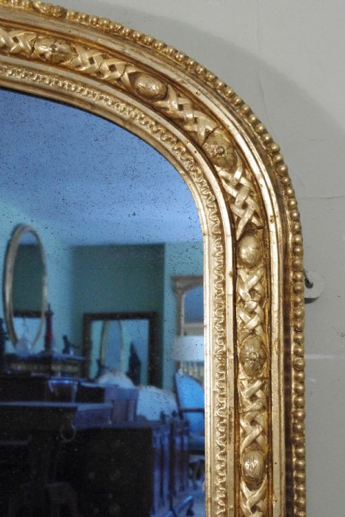 ENGLISH VICTORIAN GILT LARGE ARCH TOP OVERMANTLE MIRROR - ADDITIONAL PHOTO 4