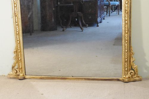 ENGLISH VICTORIAN GILT LARGE ARCH TOP OVERMANTLE MIRROR - ADDITIONAL PHOTO 5