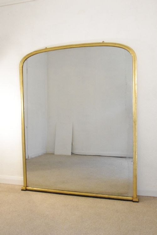 victorian gilt large arch top overmantle mirror - CATEGORY: ANTIQUE MIRRORS - DATED 1880