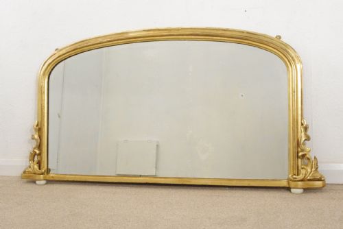 victorian gilt arch top overmantle mirror - CATEGORY: ANTIQUE MIRRORS - DATED 1880