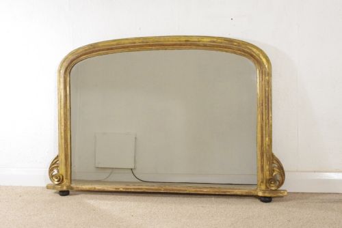 victorian gilt arch top overmantle mirror - CATEGORY: ANTIQUE MIRRORS - DATED 1880