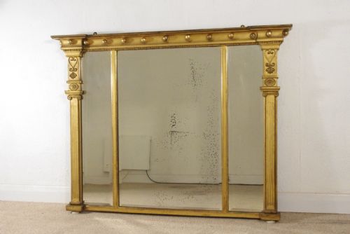 regency gilt triple plate overmantle mirror - CATEGORY: ANTIQUE MIRRORS - DATED REGENCY