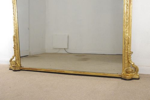 VICTORIAN GILT VERY LARGE ARCH TOP OVERMANTLE MIRROR - ADDITIONAL PHOTO 6