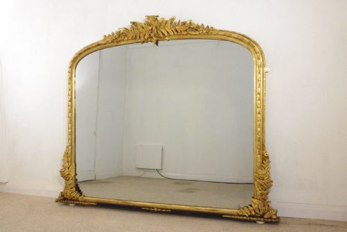 victorian gilt large arch top overmantle mirror - CATEGORY: ANTIQUE MIRRORS - DATED 1850