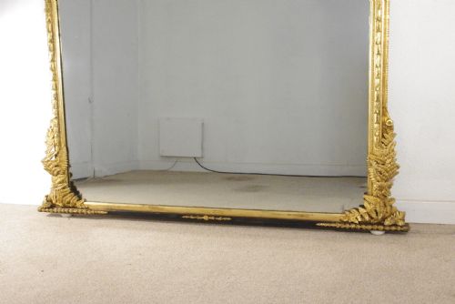 VICTORIAN GILT LARGE ARCH TOP OVERMANTLE MIRROR - ADDITIONAL PHOTO 6