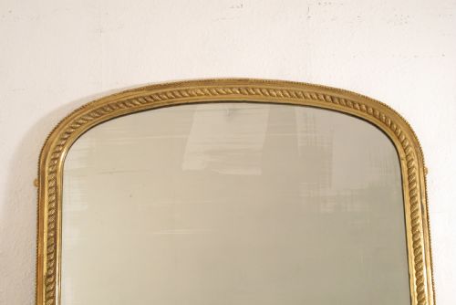 VICTORIAN GILT LARGE ARCH TOP 'ROPE TWIST' OVERMANTLE MIRROR - ADDITIONAL PHOTO 1