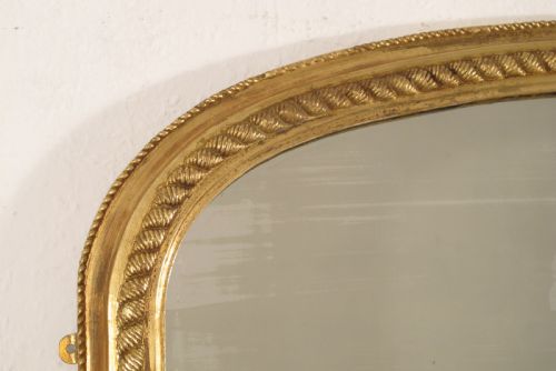 VICTORIAN GILT LARGE ARCH TOP 'ROPE TWIST' OVERMANTLE MIRROR - ADDITIONAL PHOTO 2