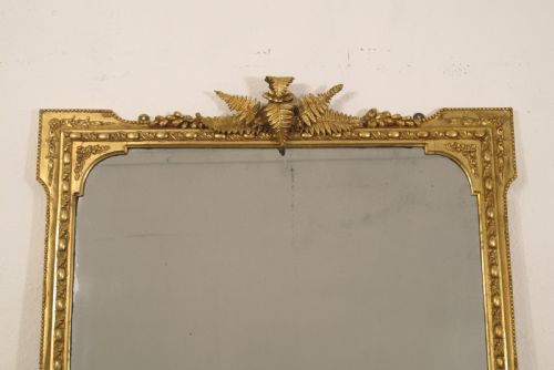 VICTORIAN GILT LARGE OVERMANTLE MIRROR WITH 'FERN' DECORATION - ADDITIONAL PHOTO 1