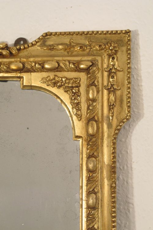 VICTORIAN GILT LARGE OVERMANTLE MIRROR WITH 'FERN' DECORATION - ADDITIONAL PHOTO 4