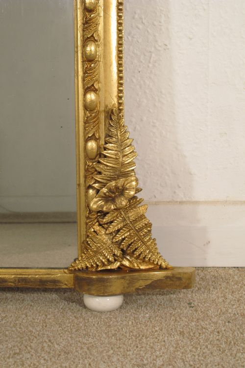 VICTORIAN GILT LARGE OVERMANTLE MIRROR WITH 'FERN' DECORATION - ADDITIONAL PHOTO 6